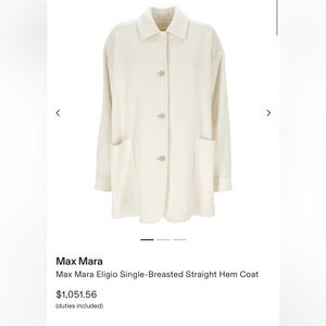 Max Mara Ivory Wool Jacket Coat Eligio Style NWT
